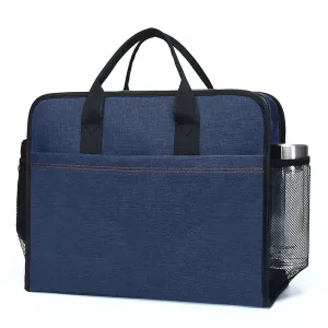 A blue conference bags that can hold a water cup