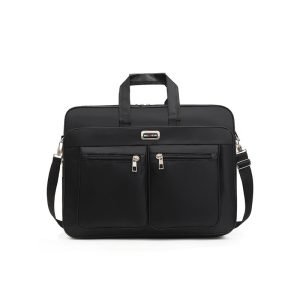 Black laptop briefcase with handles and shoulder strap