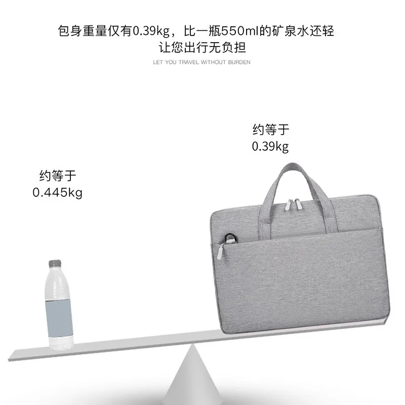 Model 162 lightweight laptop briefcase bag showing approximate 0.39 kg carry weight
