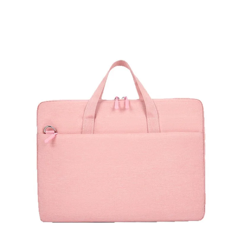 Front view of Model 162 pink lightweight laptop briefcase with smooth zipper closure