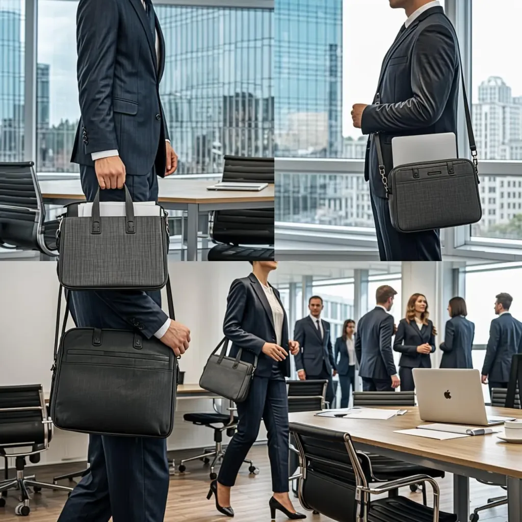 Types of Business Bags for Work: A Practical Guide to Briefcases, Laptop Bags, Satchels and More 2 Professionals using different business bags for commuting meetings and conferences