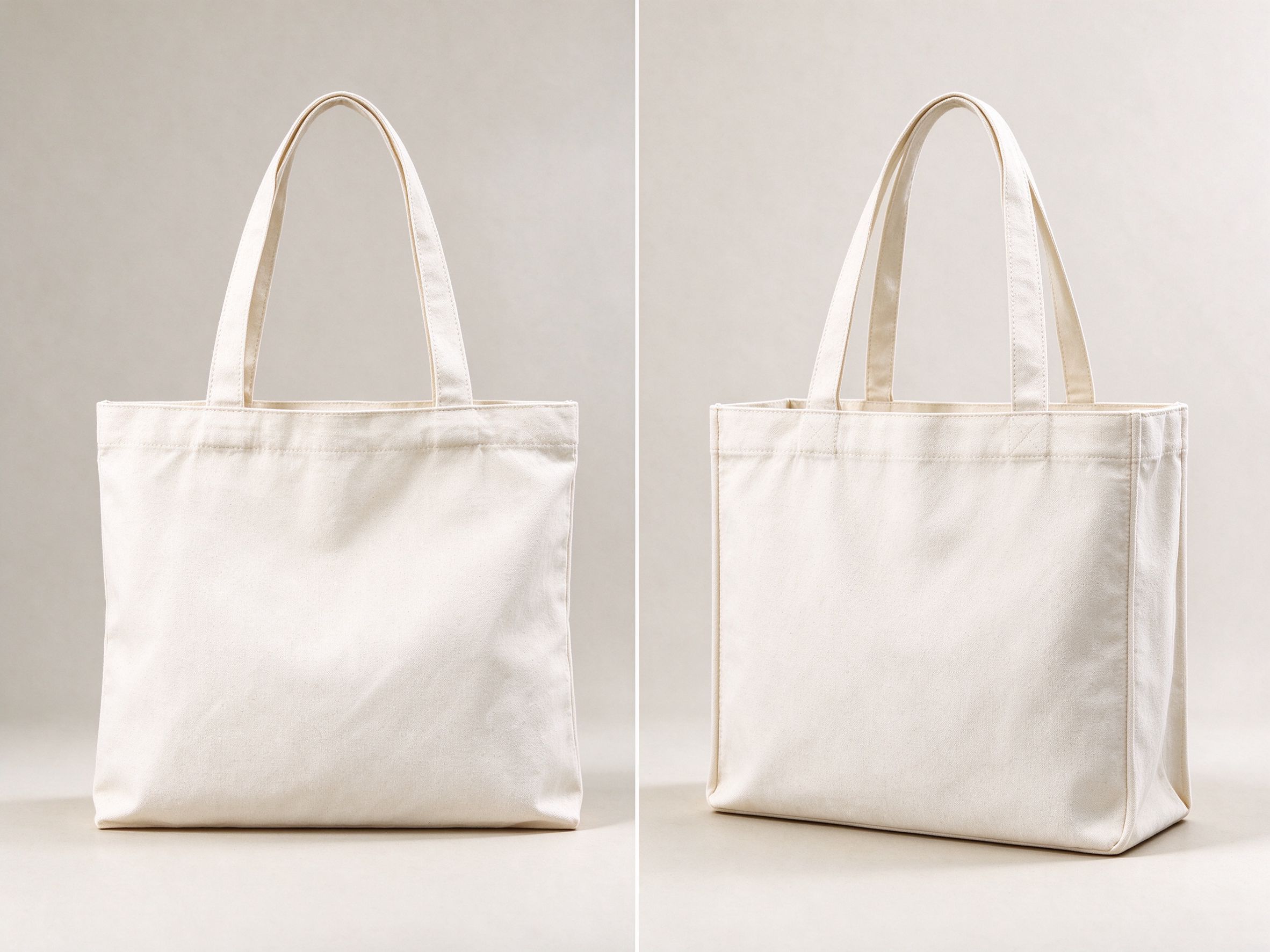 Custom Canvas Tote Bag Size Guide: How to Choose the Right Dimensions 2 Comparison of flat canvas tote bags and gusseted canvas tote bags
