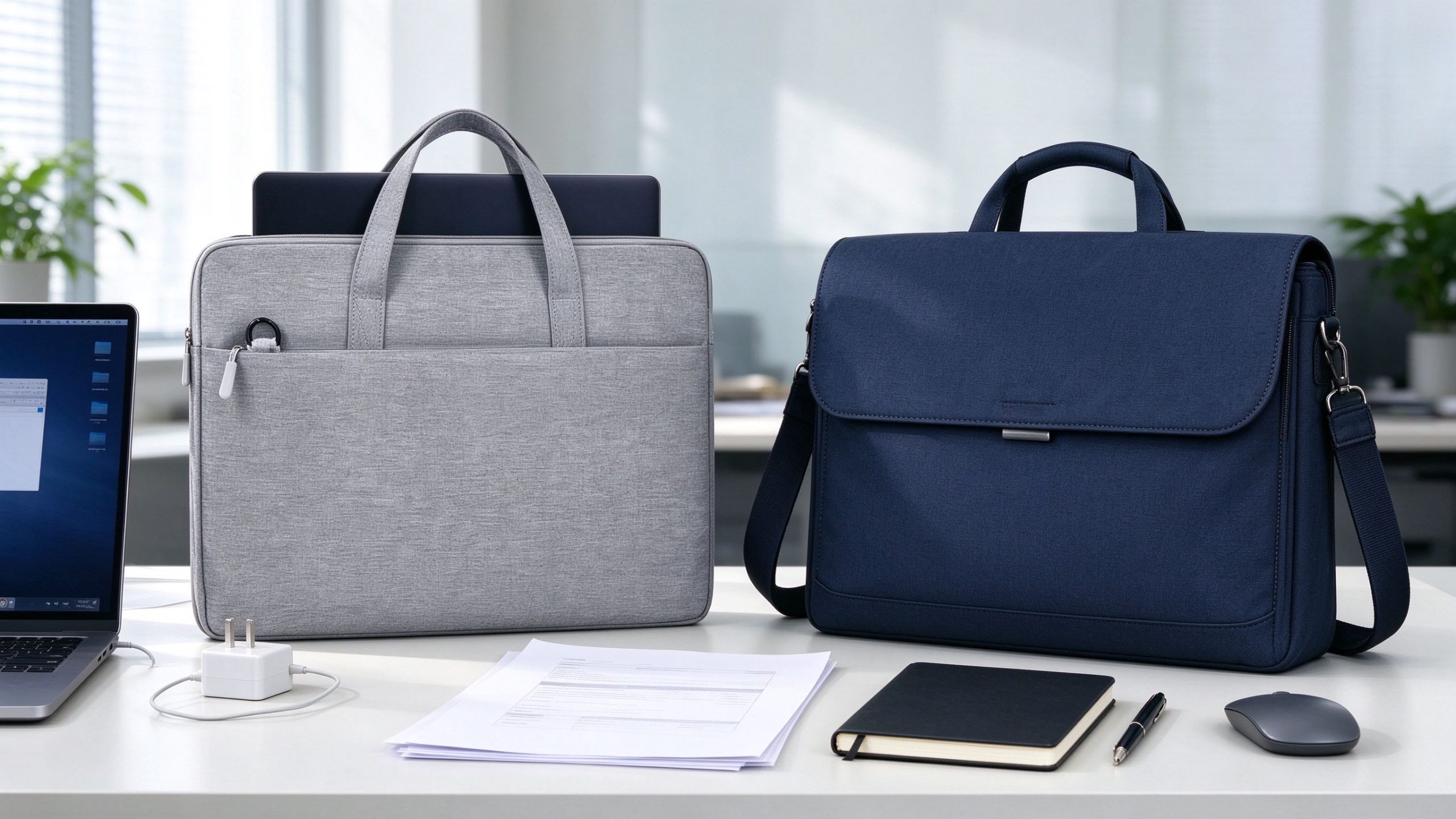 Laptop Bag vs Messenger Bag for Work: Which Is Better? 56 Laptop bag vs messenger bag for work: structured laptop briefcase and business messenger bag with laptop, documents, charger and notebook