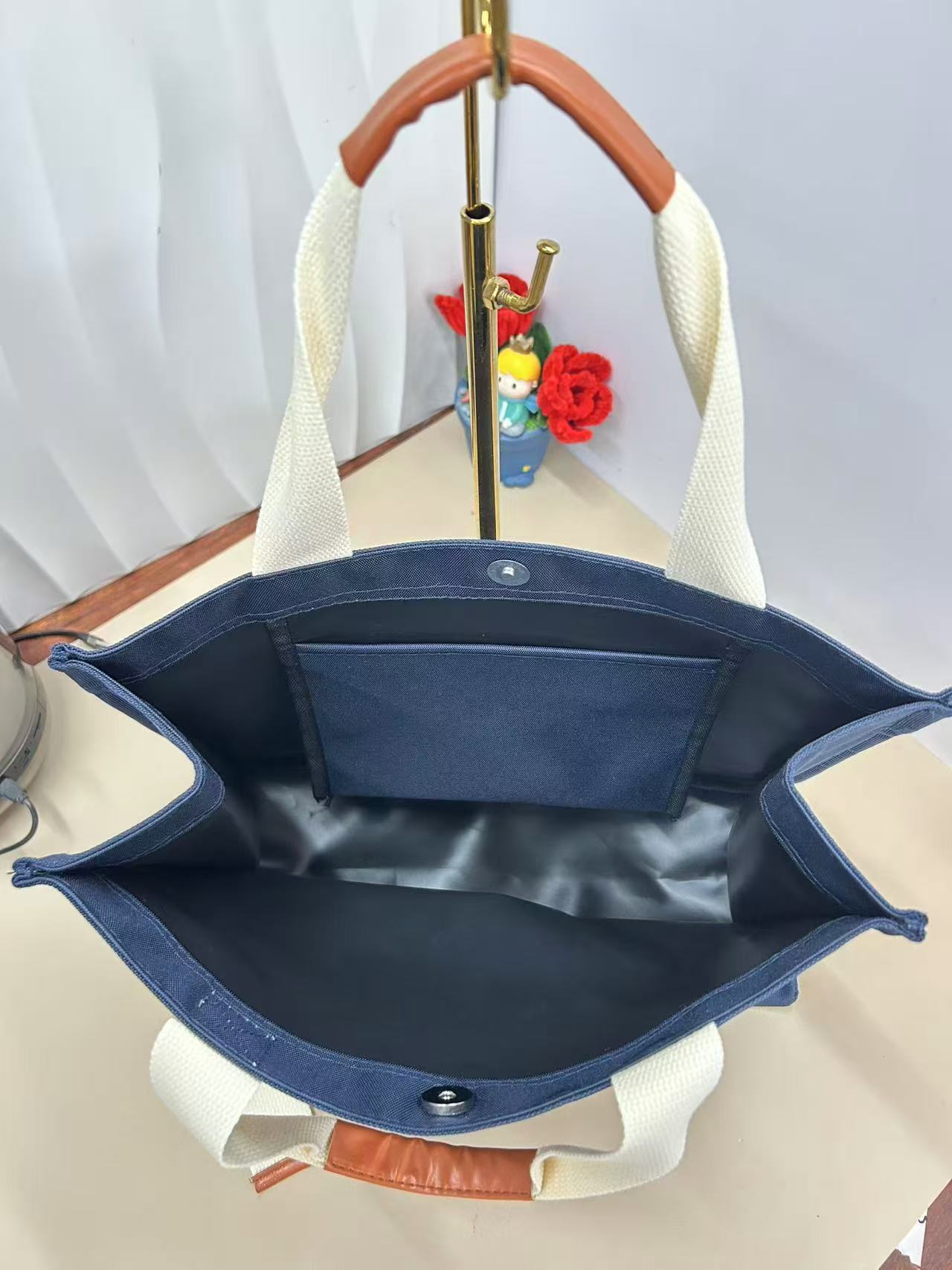 Custom Navy Oxford Cloth Tote Bag - 35 x 26 x 12 cm 2 Custom Navy Oxford Cloth Tote Bag - 35 x 26 x 12 cm - Image 2