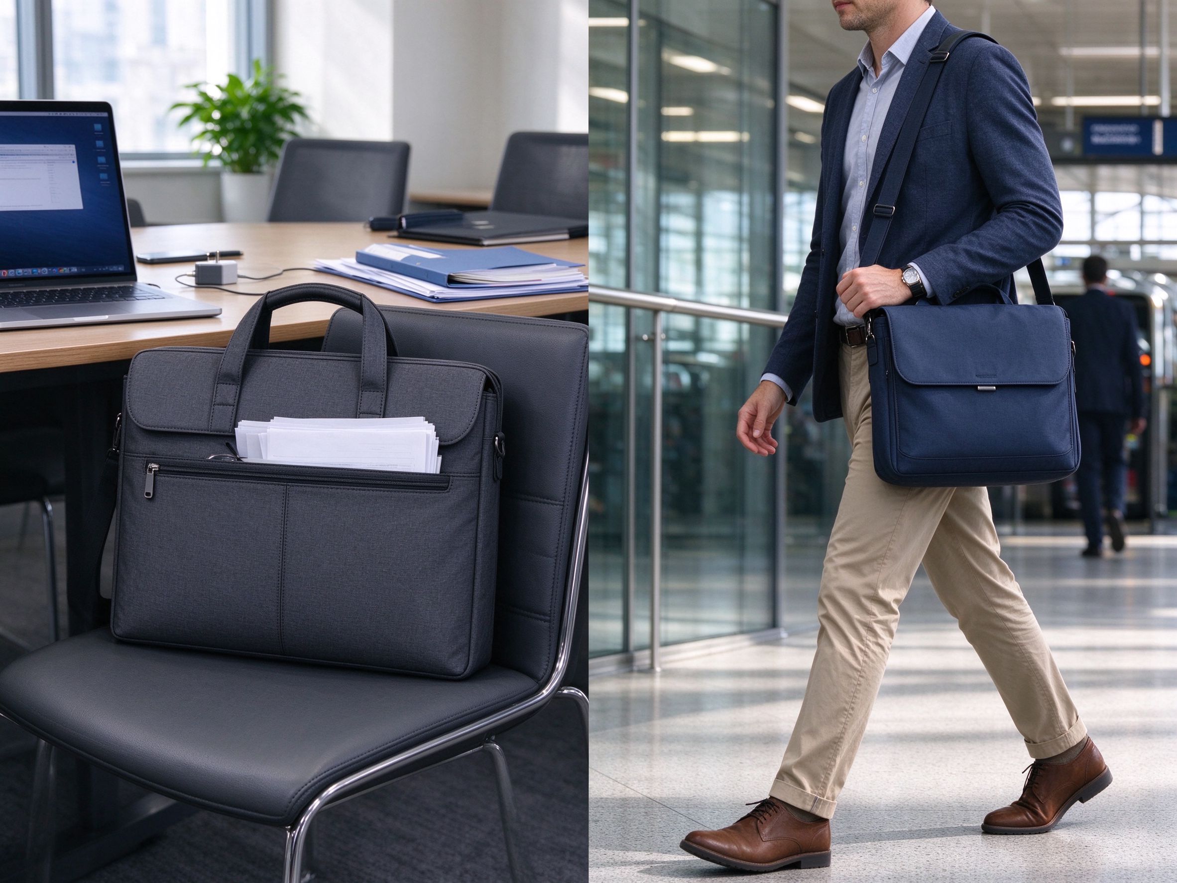 Satchel and messenger work bags compared for commuting, meetings and laptop storage